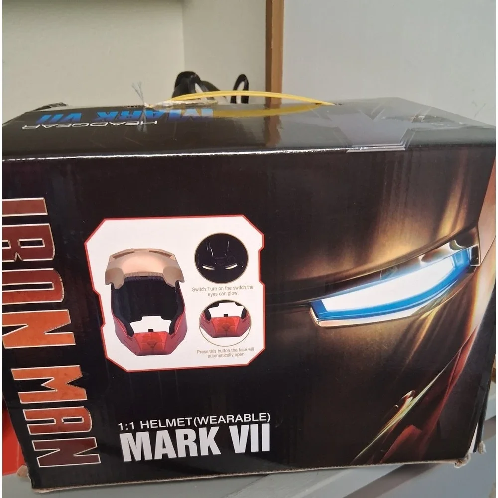 Iron Man Mark VII Headgear 1:1 Helmet LED Eyes Gold CG7248 Wearable New in Box